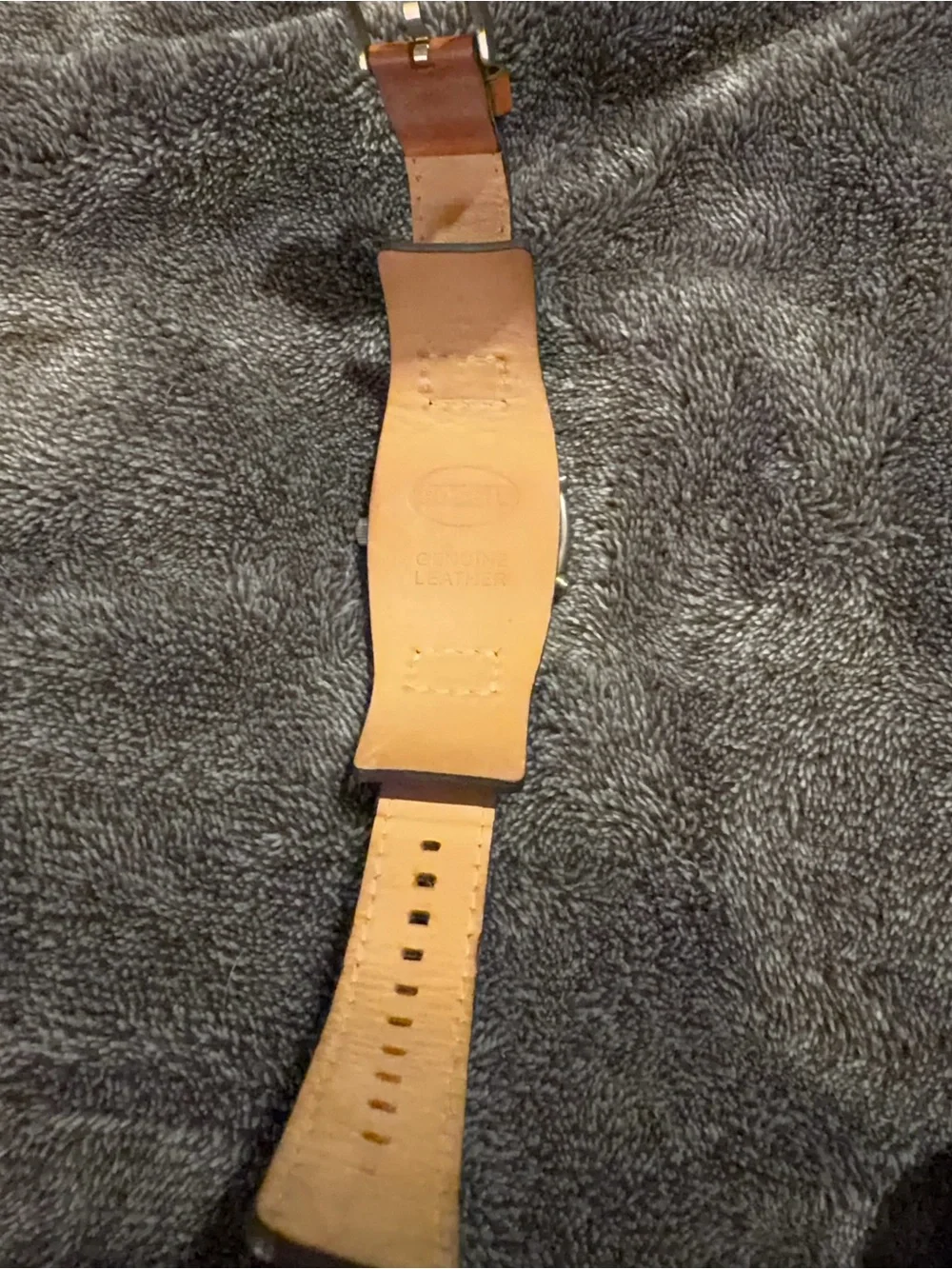 Fossil Men's Watch with Brown Leather Strap and Silver Case